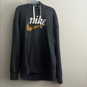 Nike Charcoal Hoodie with Gold Swoosh and White Script